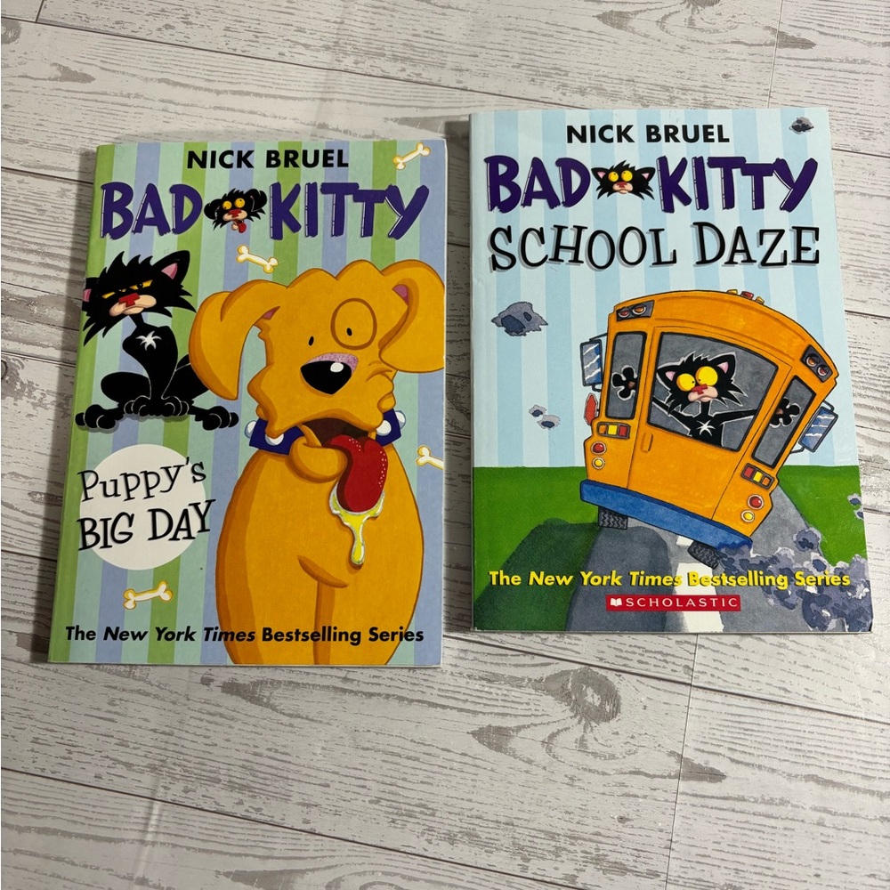 Bad Kitty Scholastic Paperback Chapter Books by Nick Bruel Set of 2